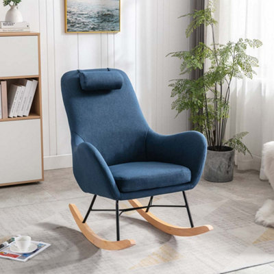 Axel Rocking Occasional Nursing Fabric Lounge Bedroom Modern Accent   Axel Rocking Occasional Nursing Fabric Lounge Bedroom Modern Accent Rocker Chair Blue ~5055744823380 01c MP