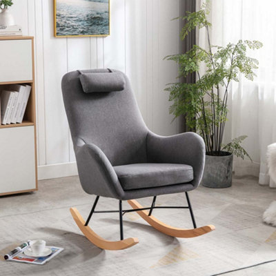 Modern Grey Rocking Chair Atelier Yuwa Ciao Jp   Axel Rocking Occasional Nursing Fabric Lounge Bedroom Modern Accent Rocker Chair Grey ~5055744823373 01c MP