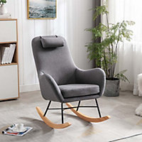 AXEL ROCKING OCCASIONAL NURSING FABRIC LOUNGE BEDROOM MODERN ACCENT ROCKER CHAIR (Grey)