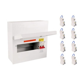 Axiom Metal Consumer Unit With 100A Mains Switch and RCBOs - 10 Way