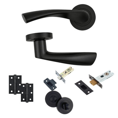 AXS Boston Door Handles on Rose - Door Pack - Bathroom Door - 44mm ...