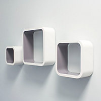 Aya Set of 3 Cube Floating Wall Shelves - White / Purple