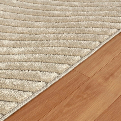 AYUMI In- & Outdoor 3D High & Low Pile Textured Beige Area Rug 140 x 200 cm