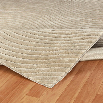 AYUMI In- & Outdoor 3D High & Low Pile Textured Beige Area Rug 140 x 200 cm
