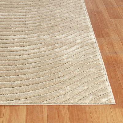 AYUMI In- & Outdoor 3D High & Low Pile Textured Beige Area Rug 140 x 200 cm