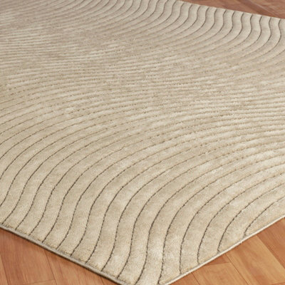 AYUMI In- & Outdoor 3D High & Low Pile Textured Beige Area Rug 140 x 200 cm