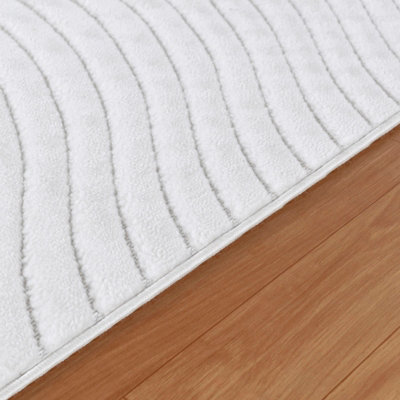 AYUMI In- & Outdoor 3D High & Low Pile Textured White Area Rug 80 x 150 cm