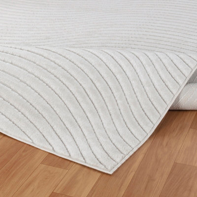 AYUMI In- & Outdoor 3D High & Low Pile Textured White Area Rug 80 x 150 cm