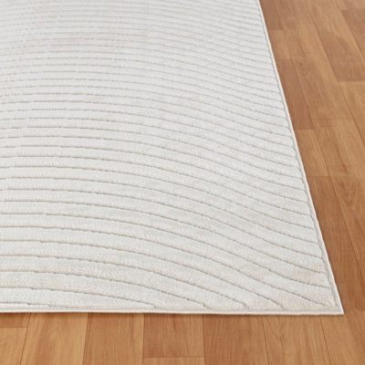 AYUMI In- & Outdoor 3D High & Low Pile Textured White Area Rug 80 x 150 cm