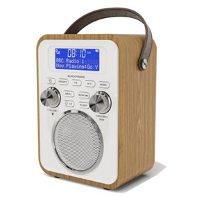 Azatom Blackfriars DAB / DAB+ Radio With Rechargeable battery, Bluetooth, Alarms, Fast Presets and Remote (Oak)