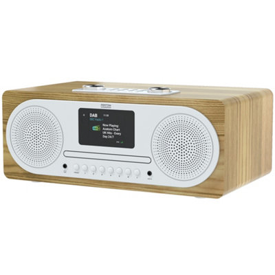 Azatom Clockwood DAB / DAB+ Radio With CD Player, Bluetooth, Alarms, Fast Presets and Remote (Oak)