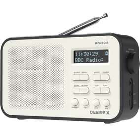 Azatom Desire X DAB / DAB+ Radio Mains & battery, Bluetooth, Alarms, Fast Presets (Black)