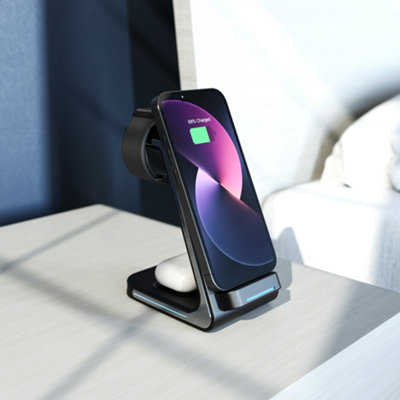 AZATOM E1000 Wireless Charger, 3 in 1 Fast Charging for iPhone, Apple Watch and Airpods
