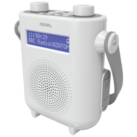 Azatom Pearl DAB / DAB+ Shower Radio With Rechargeable battery, Bluetooth, Alarms, Fast Presets (White)