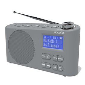 Azatom Solo DAB / DAB+ Radio With Rechargeable battery, Bluetooth, Alarms, Fast Presets (Grey)
