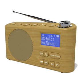 Azatom Solo DAB / DAB+ Radio With Rechargeable battery, Bluetooth, Alarms, Fast Presets (Oak)