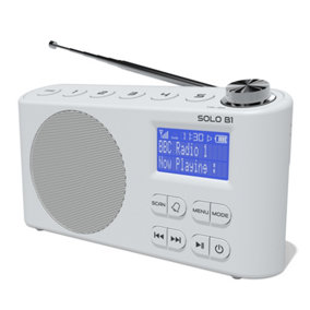 Azatom Solo DAB / DAB+ Radio With Rechargeable battery, Bluetooth, Alarms, Fast Presets (White)