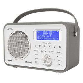 Azatom Spitalfields DAB / DAB+ Radio With Rechargeable battery, Bluetooth, Alarms, Fast Presets and Remote (Grey)