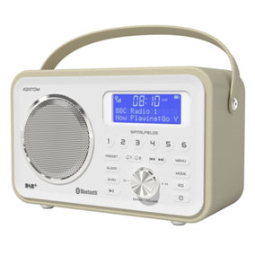 Azatom Spitalfields DAB / DAB+ Radio With Rechargeable battery, Bluetooth, Alarms, Fast Presets and Remote (White)