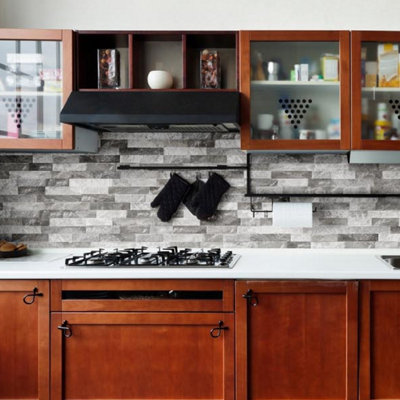 Azion Grey Split Faced Stone Effect Indoor & Outdoor Porcelain Tile Pack of 24 Tiles 0.85m² (L)442mm (W)80mm