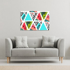 Aztec and tropical palm leaves (Canvas Print) / 114 x 77 x 4cm