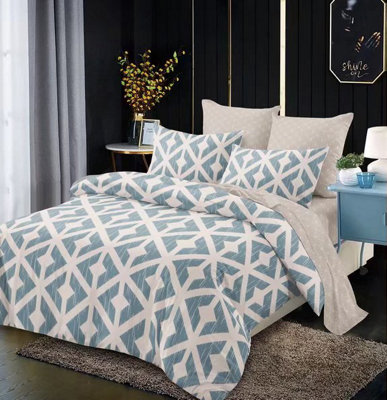 Aztec Blue Printed Duvet Cover Set