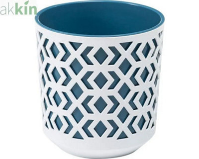 Aztec Decorative Pant Pot 14cm - Blue & White