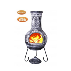 Azteca X-Large Mexican Chimenea in Charcoal Grey