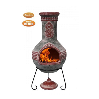 Azteca X-Large Mexican Chimenea in green and red