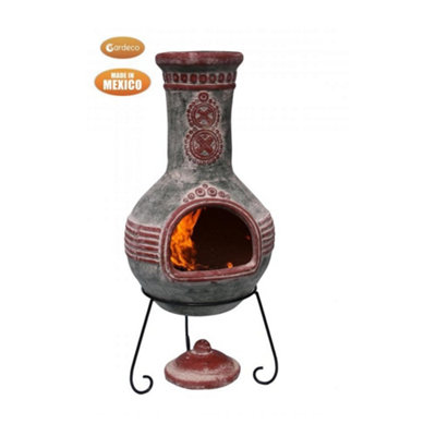 Azteca X-Large Mexican Chimenea in green and red