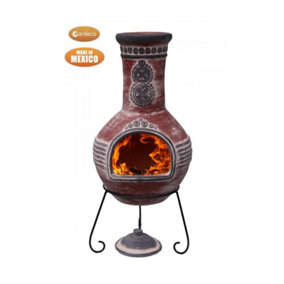 Azteca X-Large Mexican Chimenea in Red and Grey