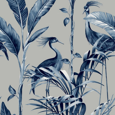 Azzurra Leaf Wallpaper Silver Belgravia 9506