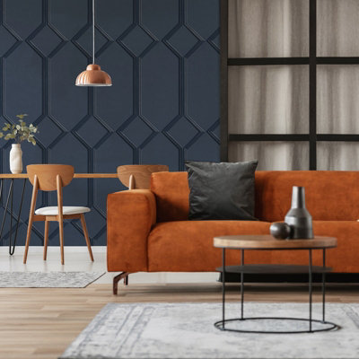 Navy Wallpaper Living Room Ideas Baci Living Room