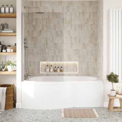 B Bath Suite - 1700mm Left Hand Tub, Front Panel and Screen with Towel Rail