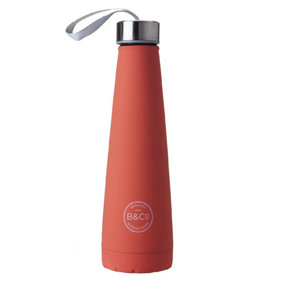B&Co 450ml Conical Bottle Rubberised Finish Coral
