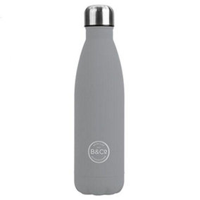 B&Co 500ml Bottle Flask Rubberised Finish Grey