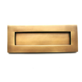 B&M - Solid Brass Victorian Letterbox Finished in Antique Satin Brass Letter Plate (10''x3'') High quality Excellent Finish