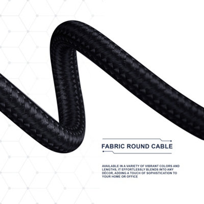 B&Q Cable 2 Core Round Fabric Electrical Wire Textile Braided Vintage ...
