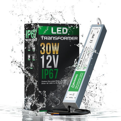 B&Q DC12V 30W IP67 Waterproof Electronic LED Driver AC 90-250V Constant ...