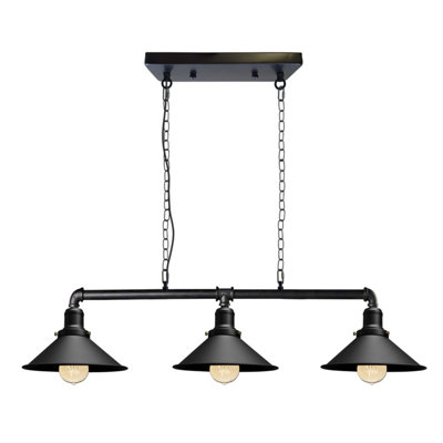 B&Q Industrial Steampunk 3 Way Black Ceiling Light Fixture