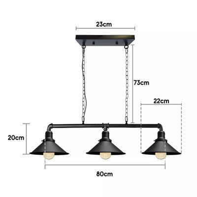 B&Q Industrial Steampunk 3 Way Black Ceiling Light Fixture