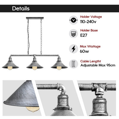 B&Q Industrial Steampunk 3 Way Black Ceiling Light Fixture