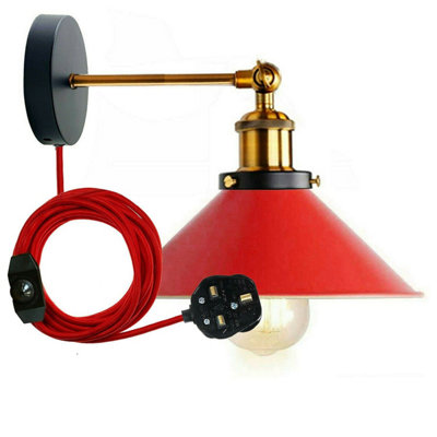 B&Q Vintage Wall Mounted Plug in Wall Lights Dimmer Switch Easy Fit ...