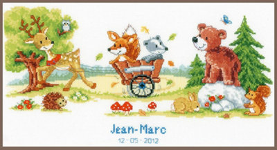 B/REC ANIMAL FUN - Counted Cross Stitch Kit: Birth Record: Animal Fun - Vervaco
