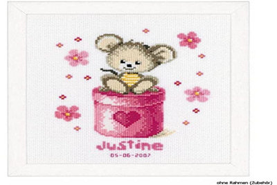 B/REC MOUSE - Counted Cross Stitch Kit: Birth Record: Mouse - Vervaco