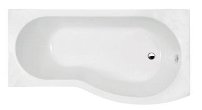 B Shape Right Hand Shower Bath Bundle - Includes Tub, Curved 6mm Safety Glass Screen and Front Panel -  1500mm - Balterley
