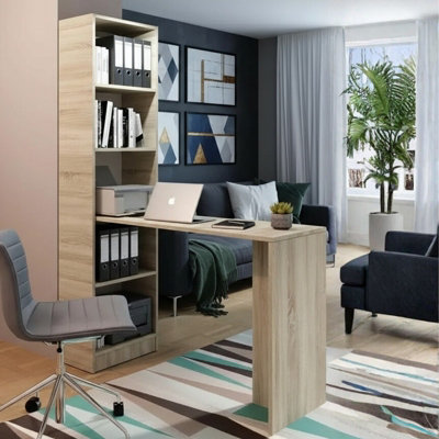 B1 Universal Desk with Shelves Storage Unit for Office and Home Oak ...