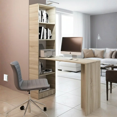 B1 Universal Desk with Shelves Storage Unit for Office and Home Oak ...