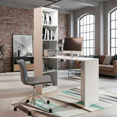 B1 Universal Desk with Shelves Storage Unit for Office and Home White ...