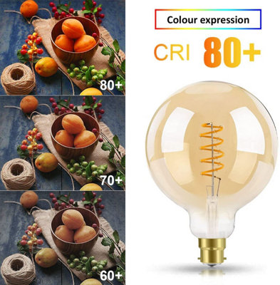 B22 6W G125 LED Spiral Globe Filament Bulb Amber Warm White 2200K